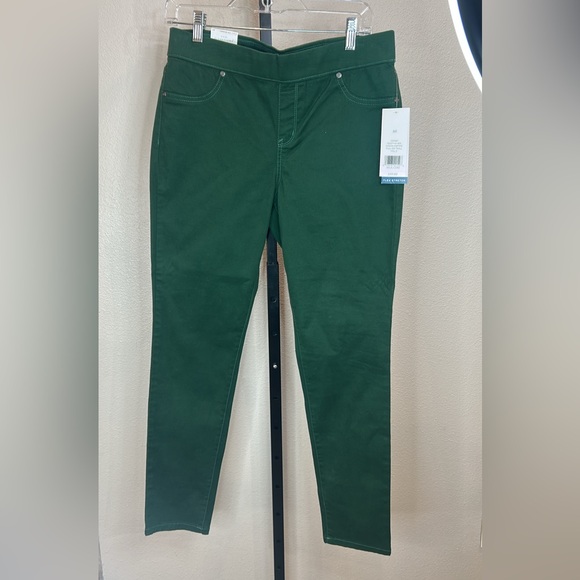 NWT New Directions Mid-rise Green Empire Pull On SKinny Twill Pants Flex Stretch - Picture 1 of 12